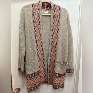 Lucky Brand Women's Geometric Border Pock Cardigan